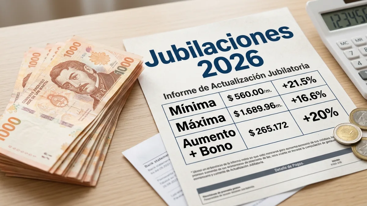 Jubilaciones con aumento y bono: ¿Cómo quedan la mínima y la máxima en enero 2026?