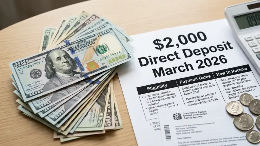 IRS $2,000 Direct Deposit in March 2026: Eligibility, Dates, and How to Receive Your Payment